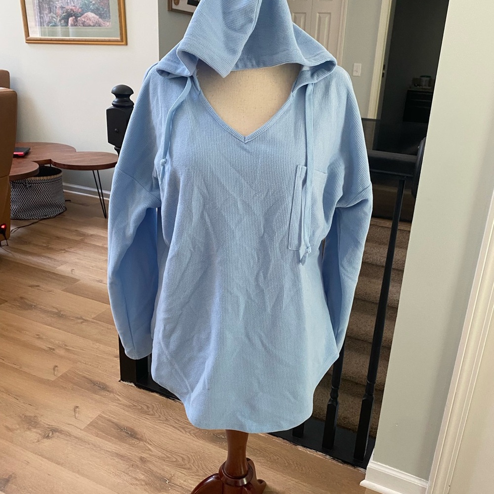 Light Blue Women's Hooded Shirt